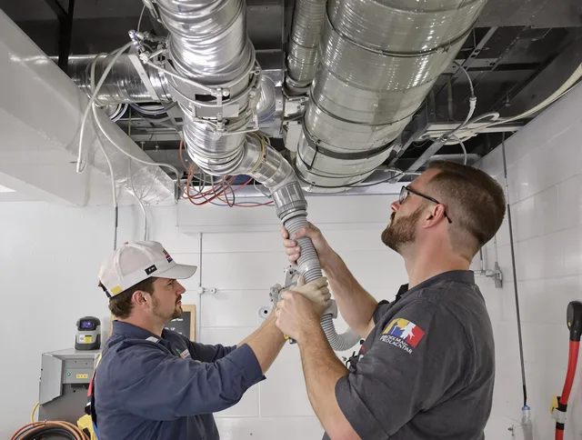 Barrington Air Duct Cleaning technician performing thorough AC duct cleaning in Barrington