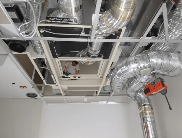 Barrington Air Duct Cleaning technician performing detailed central duct system cleaning in Barrington