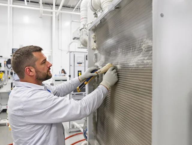 Barrington Air Duct Cleaning technician performing precision commercial coil cleaning at a Barrington business