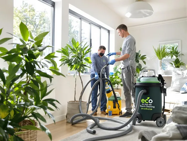 Barrington Air Duct Cleaning technician performing eco-friendly duct cleaning using sustainable methods in Barrington